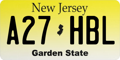 NJ license plate A27HBL