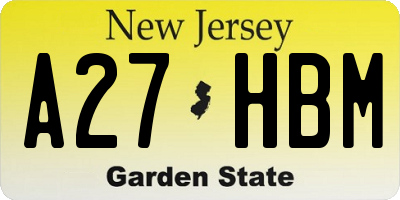 NJ license plate A27HBM