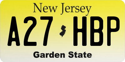 NJ license plate A27HBP