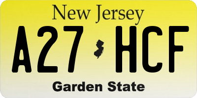 NJ license plate A27HCF