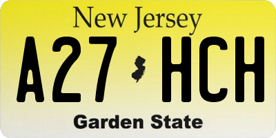 NJ license plate A27HCH