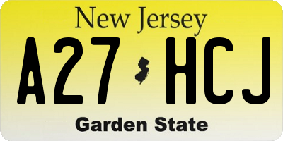 NJ license plate A27HCJ