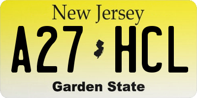 NJ license plate A27HCL