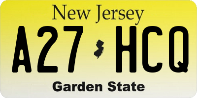 NJ license plate A27HCQ