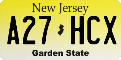 NJ license plate A27HCX