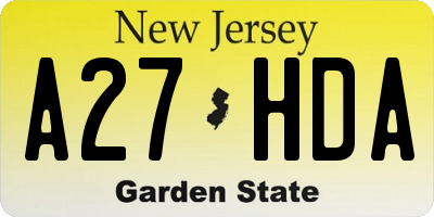 NJ license plate A27HDA