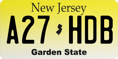 NJ license plate A27HDB