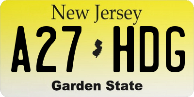 NJ license plate A27HDG