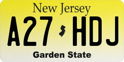NJ license plate A27HDJ