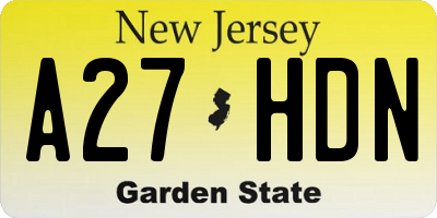 NJ license plate A27HDN