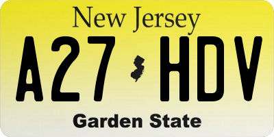 NJ license plate A27HDV