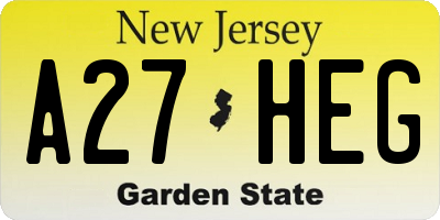 NJ license plate A27HEG