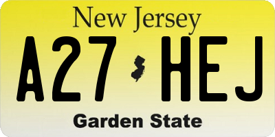 NJ license plate A27HEJ