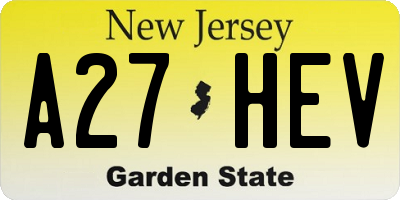 NJ license plate A27HEV
