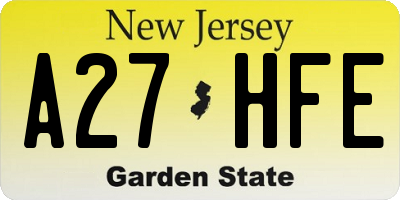 NJ license plate A27HFE