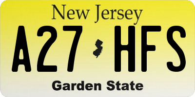 NJ license plate A27HFS