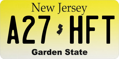 NJ license plate A27HFT