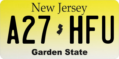 NJ license plate A27HFU