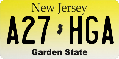 NJ license plate A27HGA