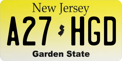 NJ license plate A27HGD