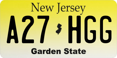 NJ license plate A27HGG