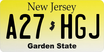 NJ license plate A27HGJ