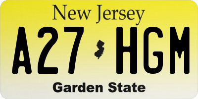 NJ license plate A27HGM