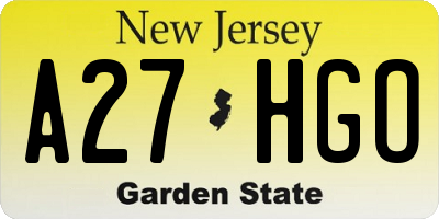 NJ license plate A27HGO