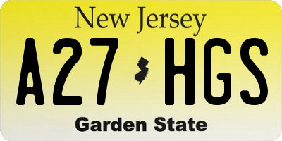NJ license plate A27HGS