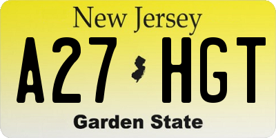 NJ license plate A27HGT