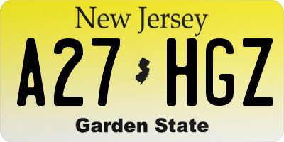 NJ license plate A27HGZ