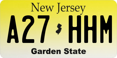 NJ license plate A27HHM