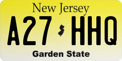 NJ license plate A27HHQ