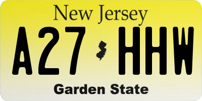 NJ license plate A27HHW