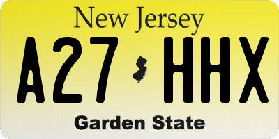 NJ license plate A27HHX