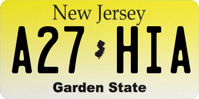 NJ license plate A27HIA