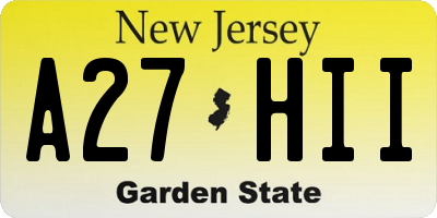 NJ license plate A27HII