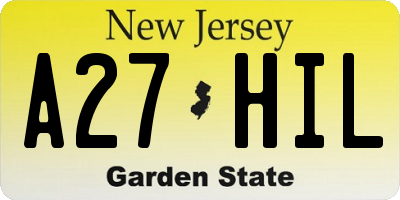 NJ license plate A27HIL