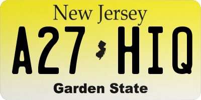 NJ license plate A27HIQ