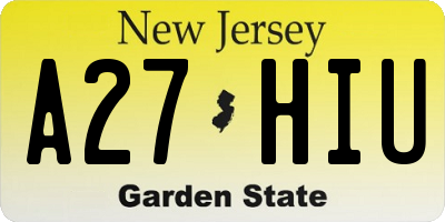 NJ license plate A27HIU