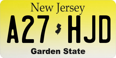 NJ license plate A27HJD