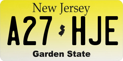 NJ license plate A27HJE