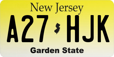 NJ license plate A27HJK