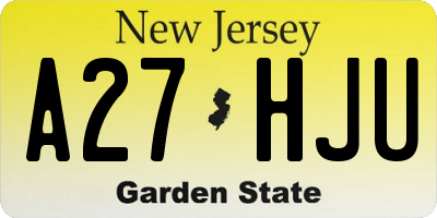 NJ license plate A27HJU