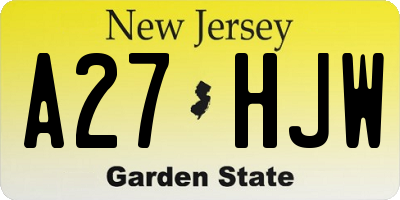 NJ license plate A27HJW