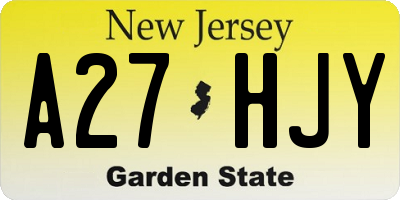 NJ license plate A27HJY