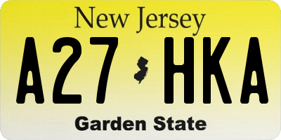NJ license plate A27HKA
