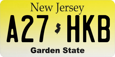 NJ license plate A27HKB