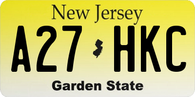 NJ license plate A27HKC