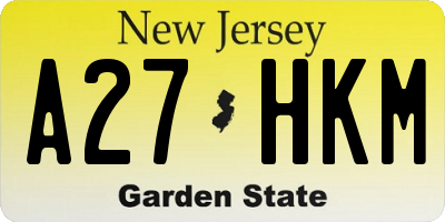 NJ license plate A27HKM